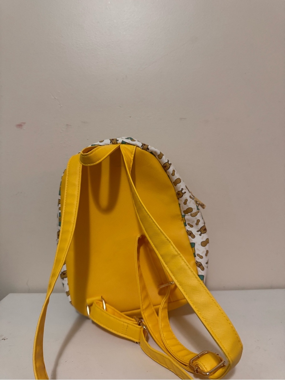Anya Likes Peanuts Yellow Kids Backpack with Pom Pom Charm - Picture 3 of 11